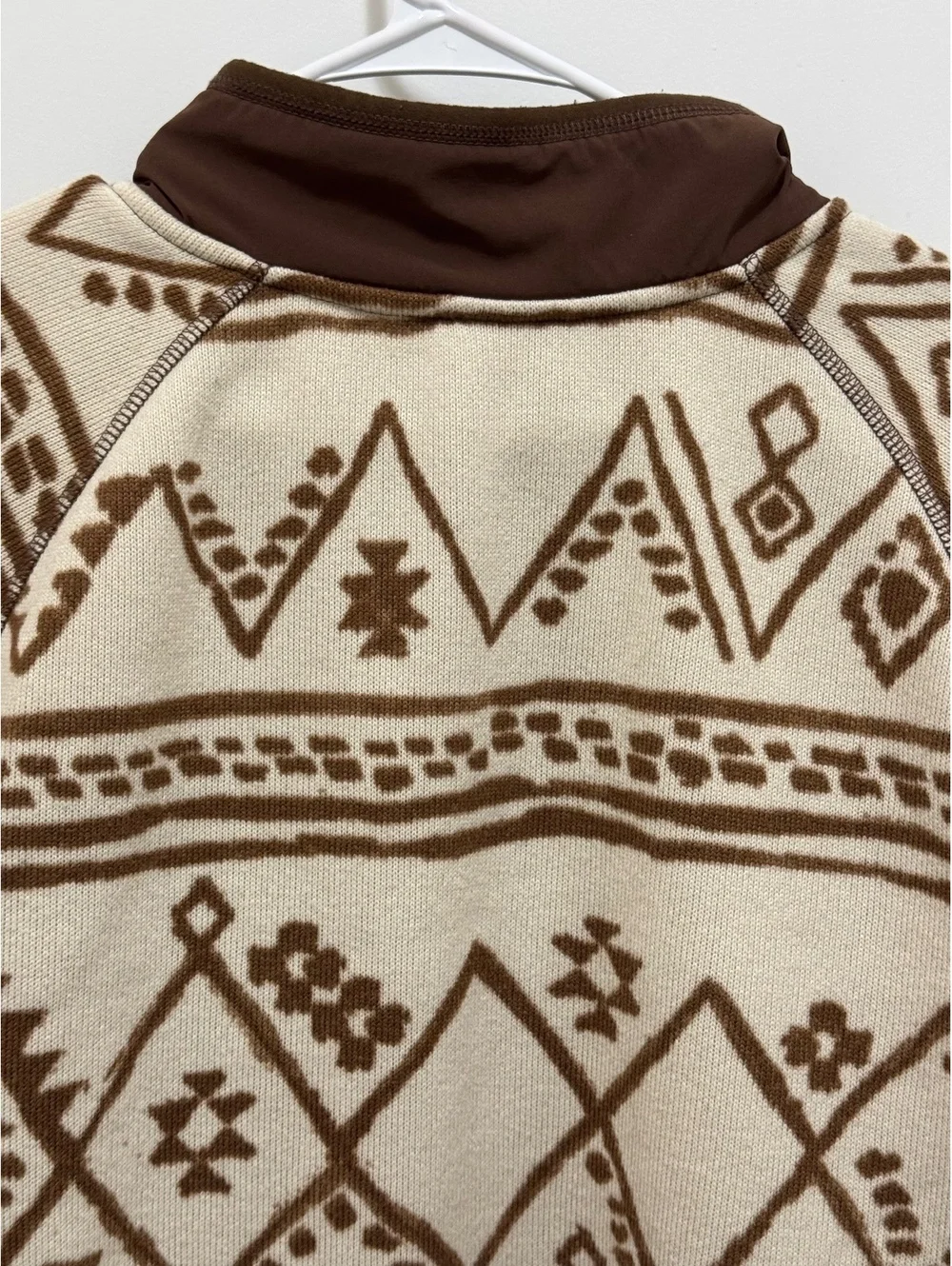 The North Face Men’s XL Fleece 1/4 ZipPullover Cream Brown Geometric Aztec Print